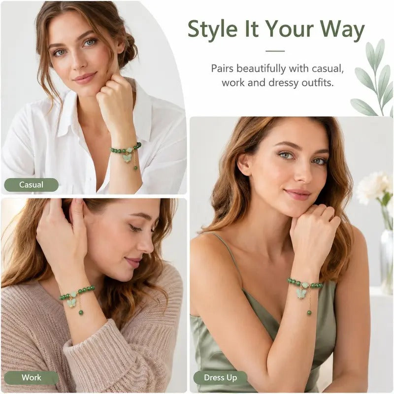 🌟 Money Magnet! Lucky Green Dongling Jade Butterfly Bracelet 🌟