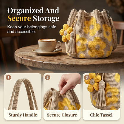 ✨ Hand-Crocheted Bucket Bag for Women — One Tote, Endless Summer Vibes. 🌼