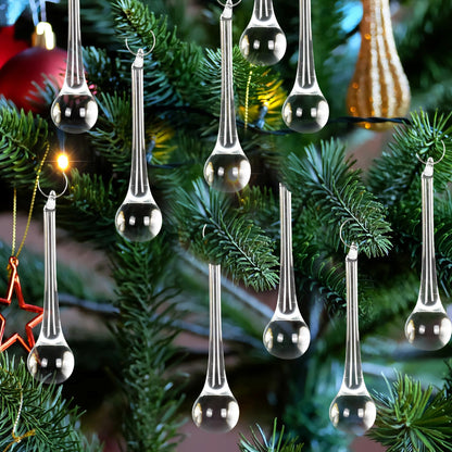 ✨ Sparkling Crystal Teardrop Christmas Ornaments – Elegant Hanging Tree Decorations 🎄