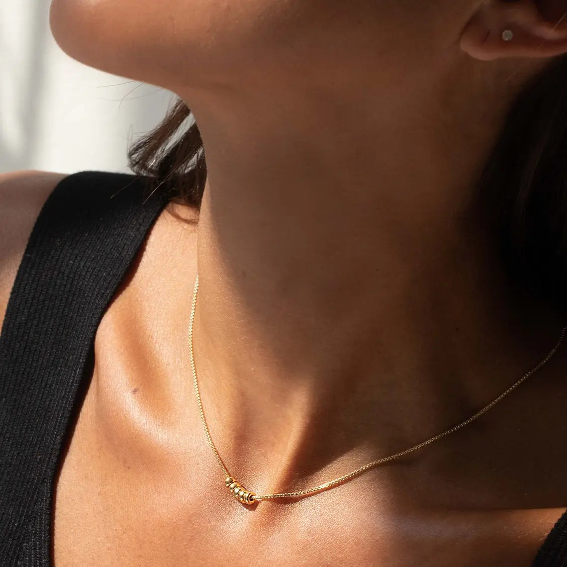 ✨ Cute Dainty Gold Bead Pendant Necklace – Perfect For Everyday Style
