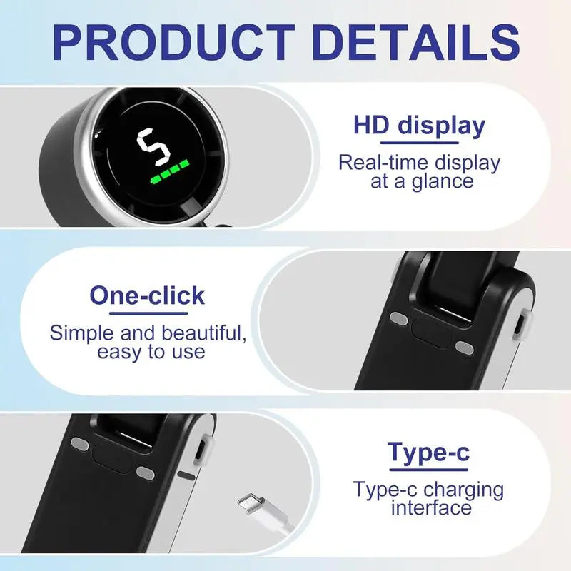 ❄️ Turbo Portable Fan – 5 Speeds, Rechargeable & Travel-Ready