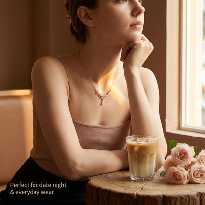 Soft Sparkle Floral Collarbone Necklace – Elegant Titanium Steel Jewelry for Everyday Outfits ✨