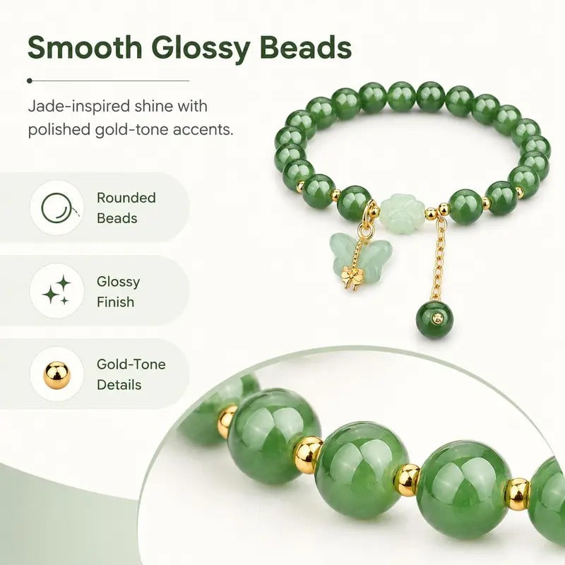 🌟 Money Magnet! Lucky Green Dongling Jade Butterfly Bracelet 🌟
