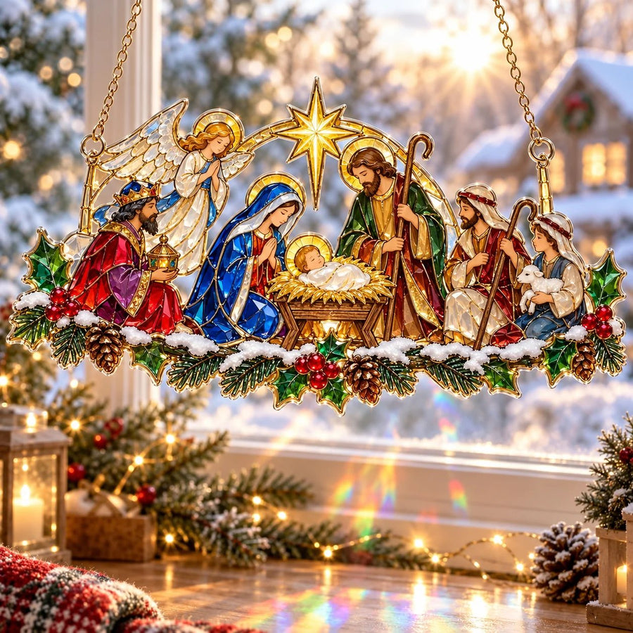 Nativity Scene Christmas window hanging
