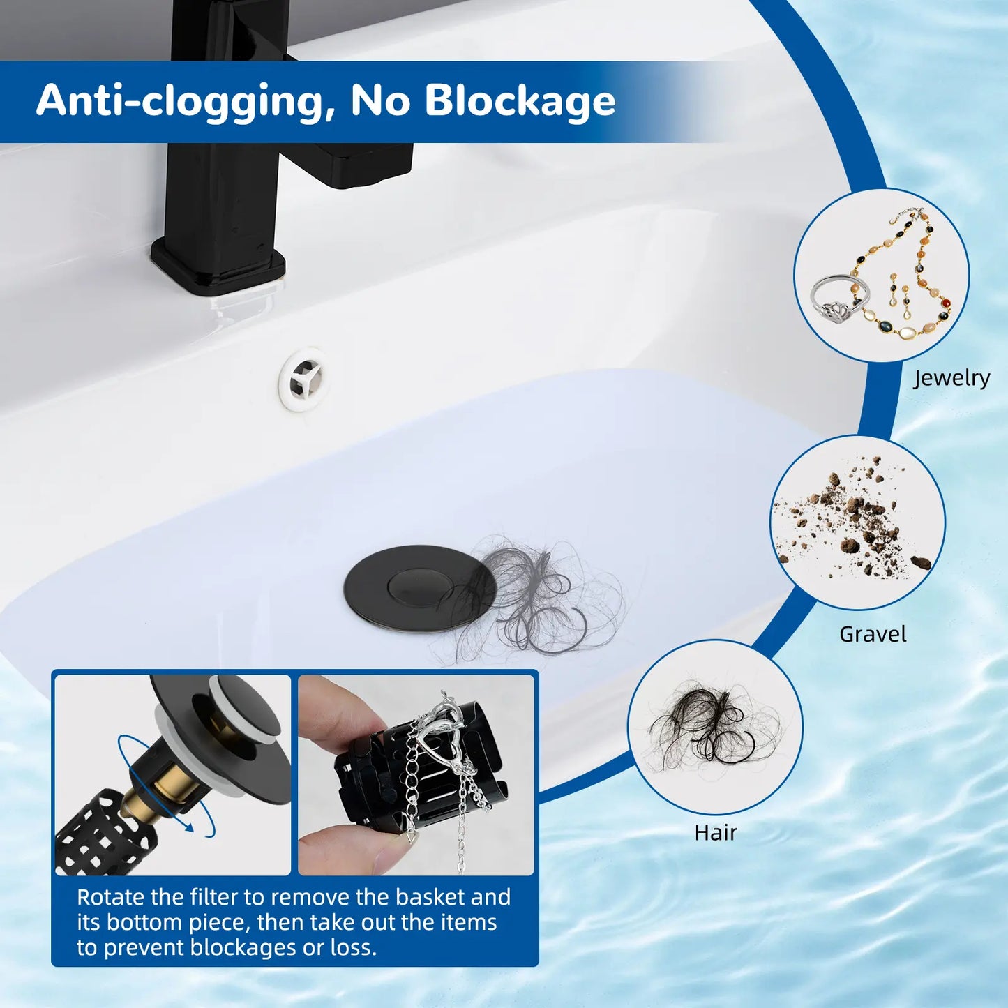 3-in-1 Bathroom Sink Drain Strainer Bathroom