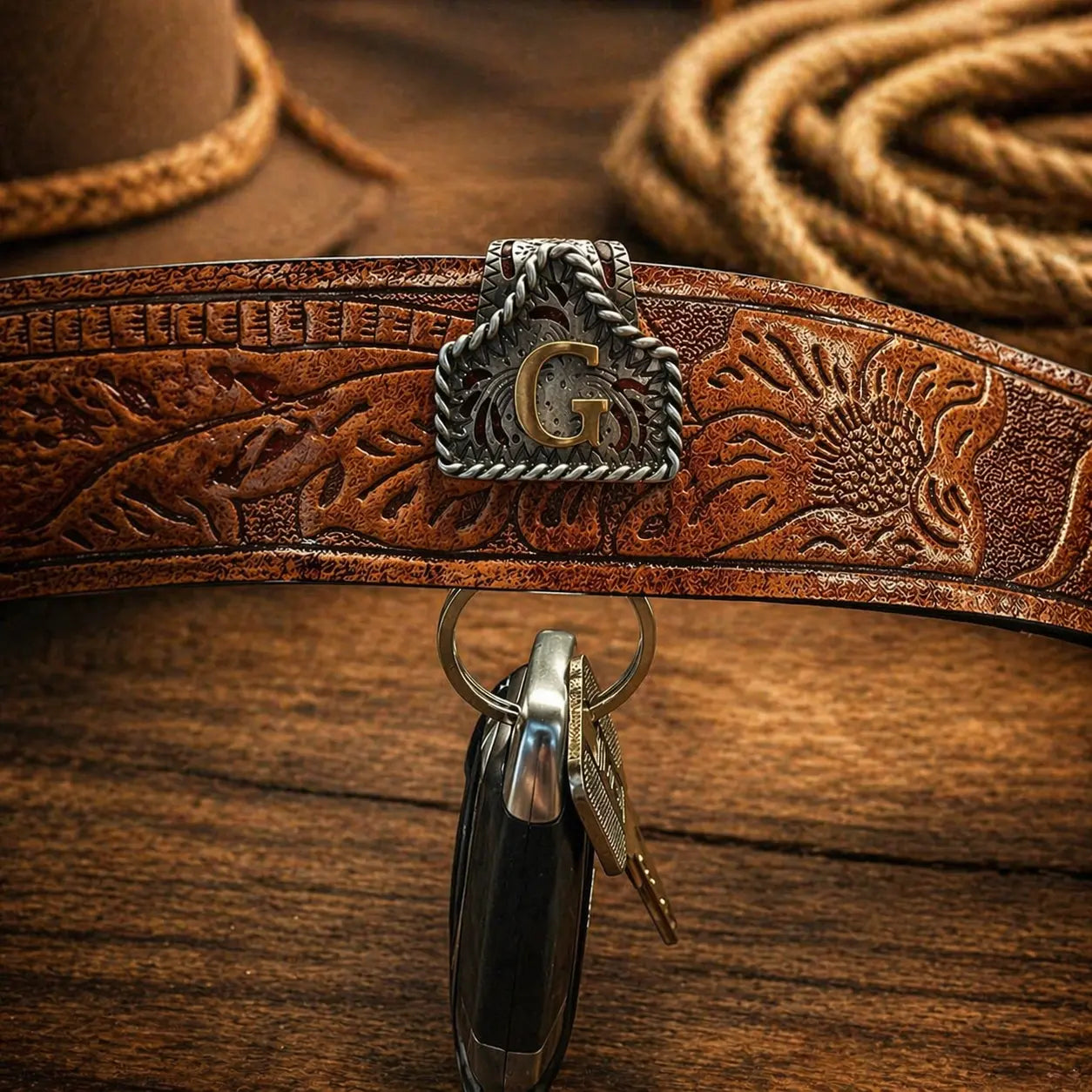 Cow Tag Belt Key Holder 🔑 | Western Style Clip + Custom Initial 🤠