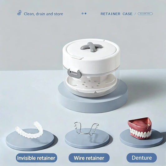 🦷 Retainer Cleaner Case with Mirror & Tray – Keep Aligners Clean & Dry