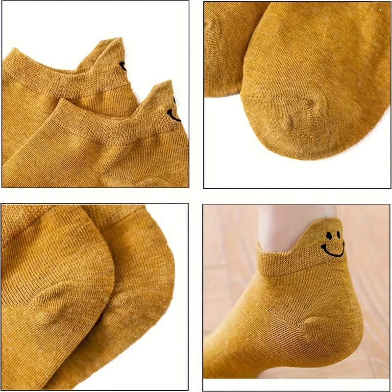 ✨ Non-Slip Smiley Tab Socks – Stay-Put Comfort & Cute Style!