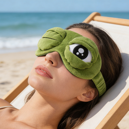 A Small Frog Mask That Brings Big Travel Comfort 🐸✨Soft Funny Frog 3D Sleep Mask